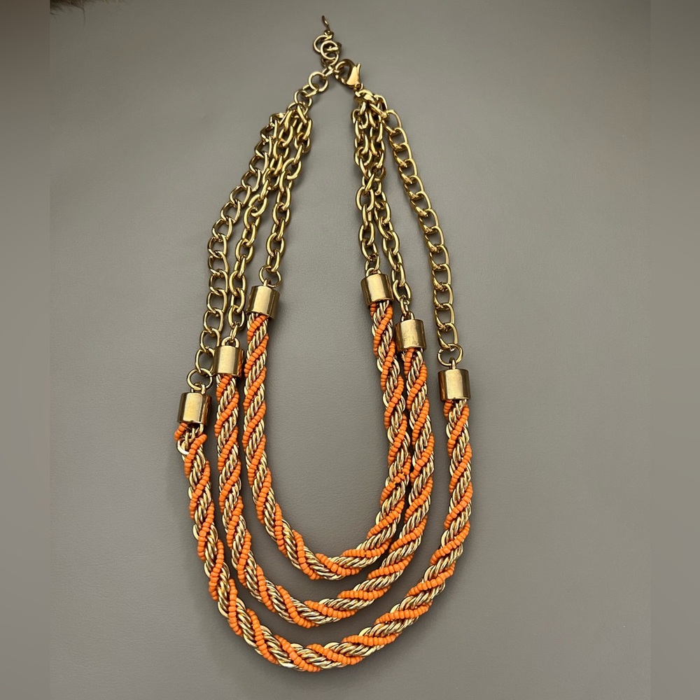 BCBGMAXAZRIA Gold and Orange Rope Necklace